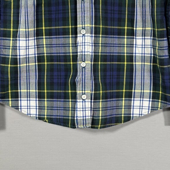 J Crew Perfect Shirt Women 2 Blue Tartan Plaid Cotton Long Sleeve Button Up - Picture 3 of 7